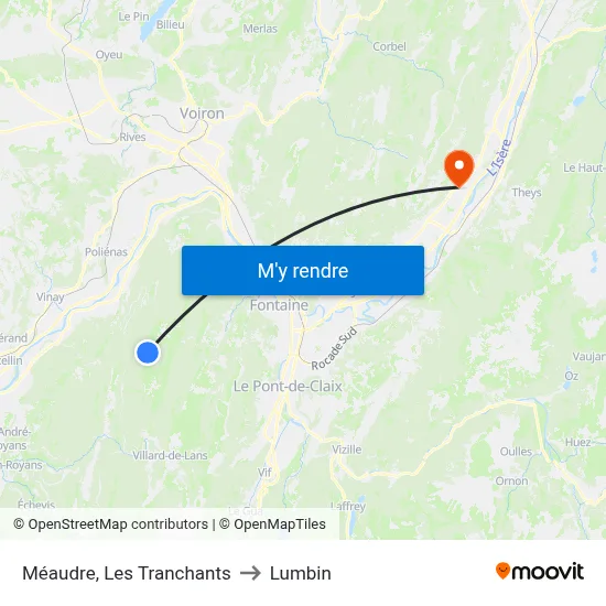 Méaudre, Les Tranchants to Lumbin map