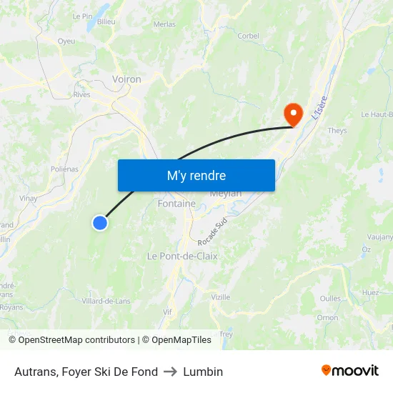 Autrans, Foyer Ski De Fond to Lumbin map