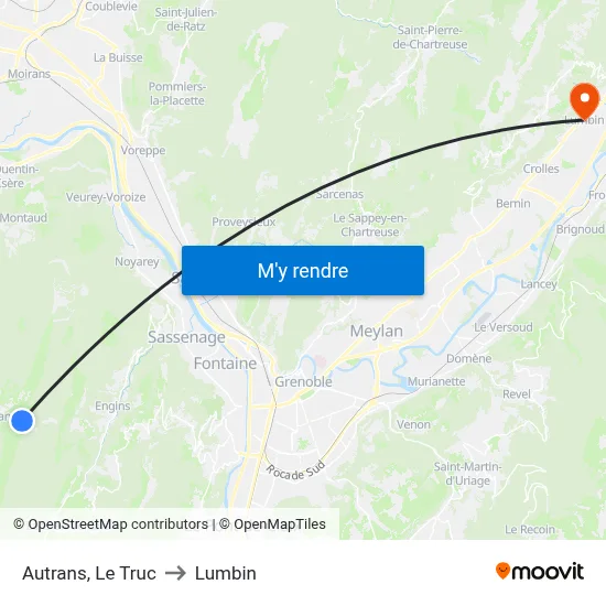 Autrans, Le Truc to Lumbin map