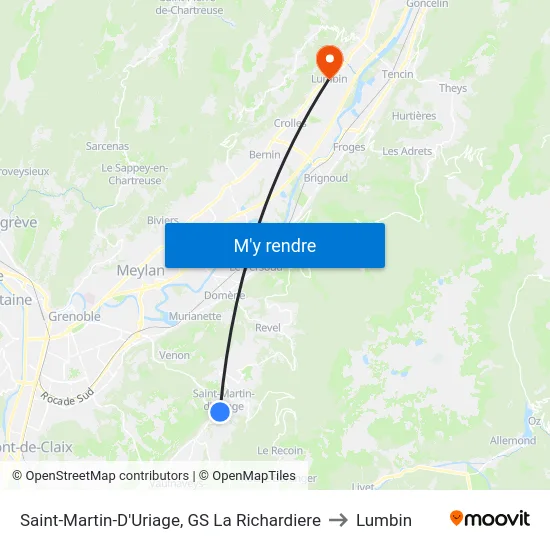 Saint-Martin-D'Uriage, GS La Richardiere to Lumbin map