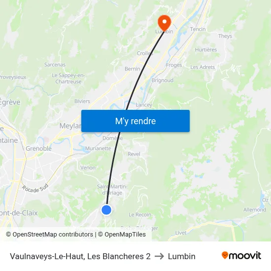 Vaulnaveys-Le-Haut, Les Blancheres 2 to Lumbin map