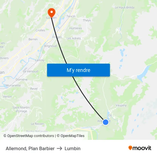 Allemond, Plan Barbier to Lumbin map