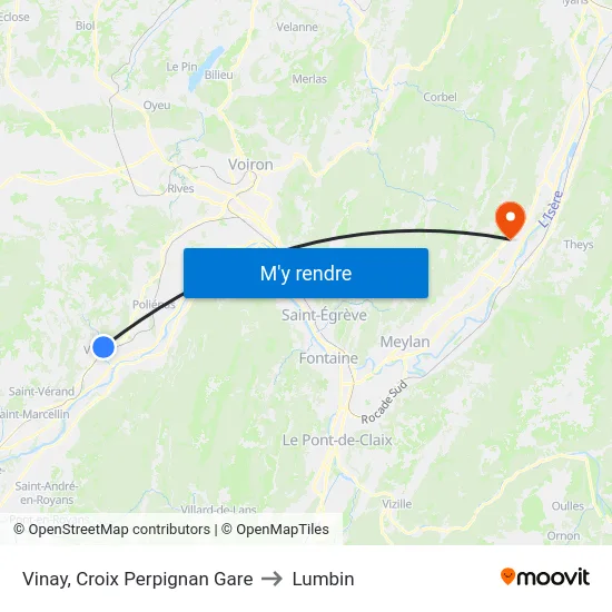 Vinay, Croix Perpignan Gare to Lumbin map