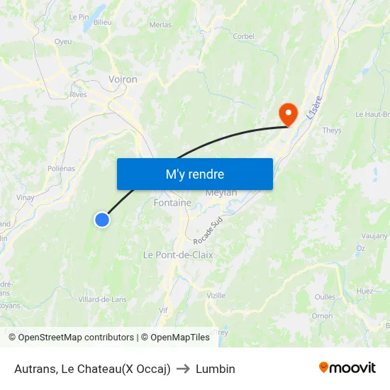 Autrans, Le Chateau(X Occaj) to Lumbin map
