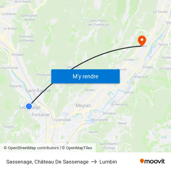 Sassenage, Château De Sassenage to Lumbin map