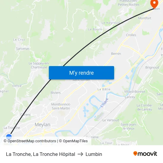 La Tronche, La Tronche Hôpital to Lumbin map