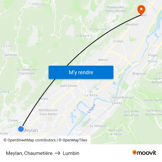 Meylan, Chaumetière to Lumbin map