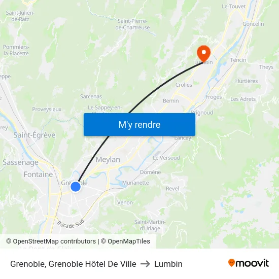 Grenoble, Grenoble Hôtel De Ville to Lumbin map