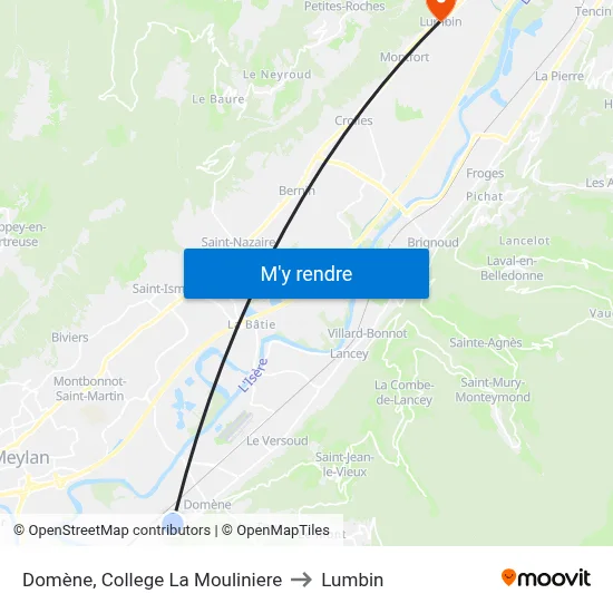 Domène, College La Mouliniere to Lumbin map