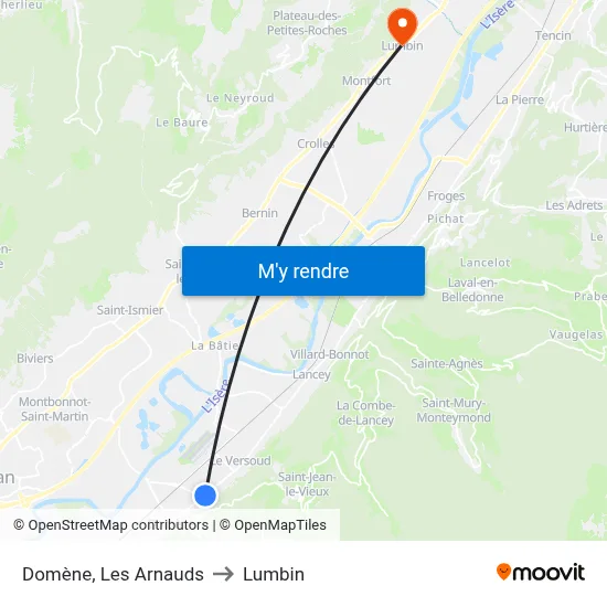 Domène, Les Arnauds to Lumbin map