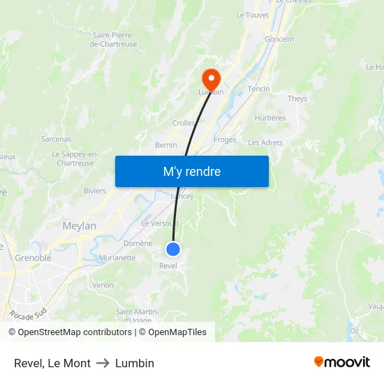 Revel, Le Mont to Lumbin map