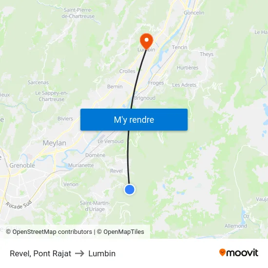 Revel, Pont Rajat to Lumbin map