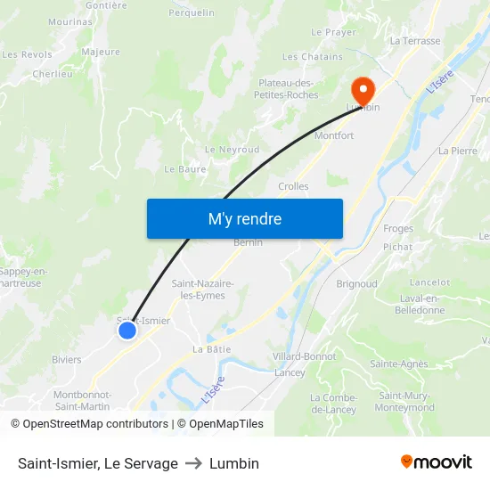 Saint-Ismier, Le Servage to Lumbin map