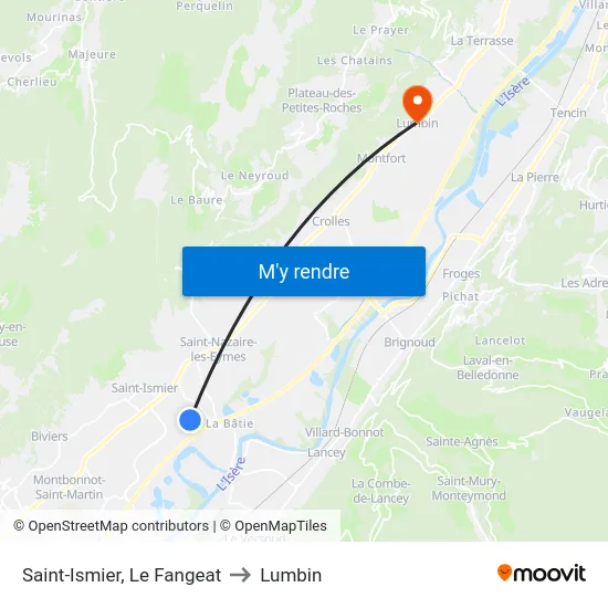 Saint-Ismier, Le Fangeat to Lumbin map