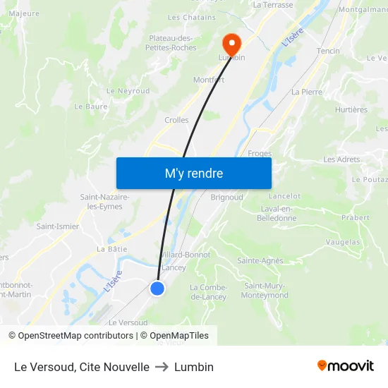 Le Versoud, Cite Nouvelle to Lumbin map