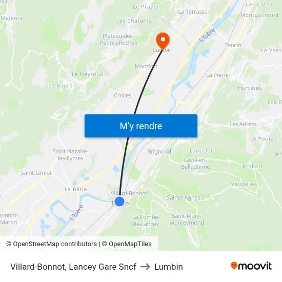 Villard-Bonnot, Lancey Gare Sncf to Lumbin map