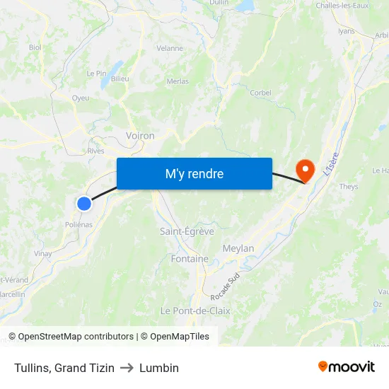 Tullins, Grand Tizin to Lumbin map