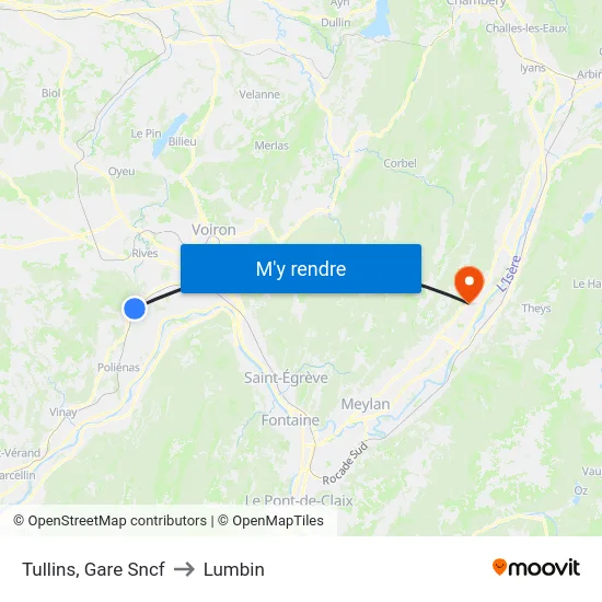 Tullins, Gare Sncf to Lumbin map