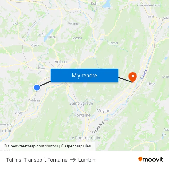 Tullins, Transport Fontaine to Lumbin map