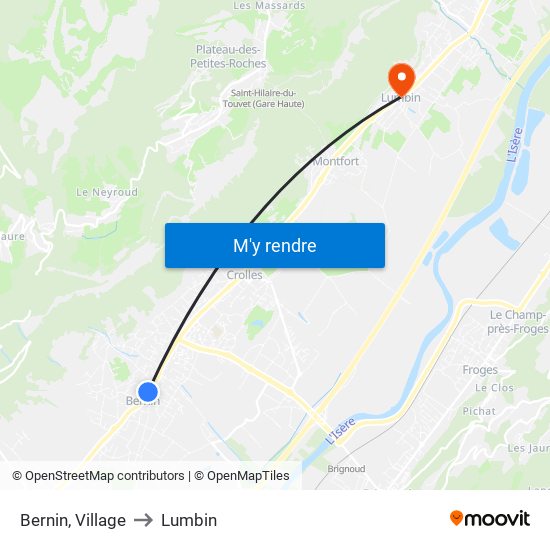 Bernin, Village to Lumbin map