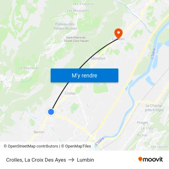 Crolles, La Croix Des Ayes to Lumbin map