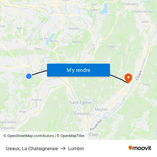 Izeaux, La Chataigneraie to Lumbin map