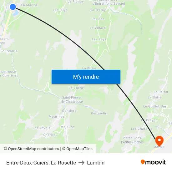 Entre-Deux-Guiers, La Rosette to Lumbin map