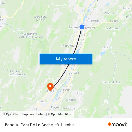 Barraux, Pont De La Gache to Lumbin map