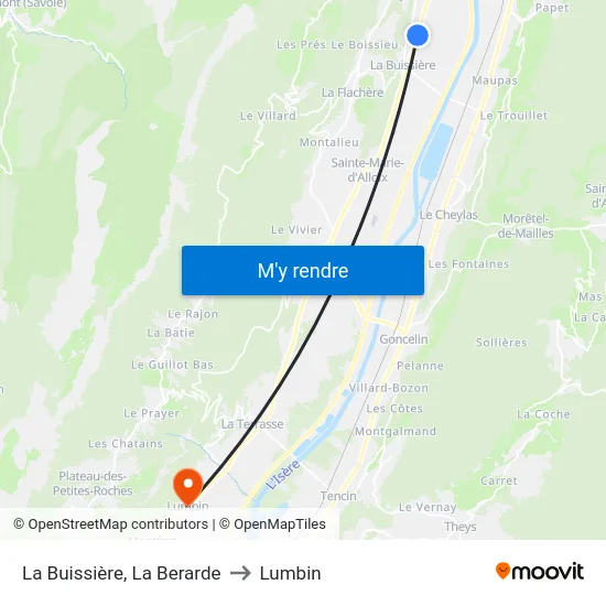 La Buissière, La Berarde to Lumbin map