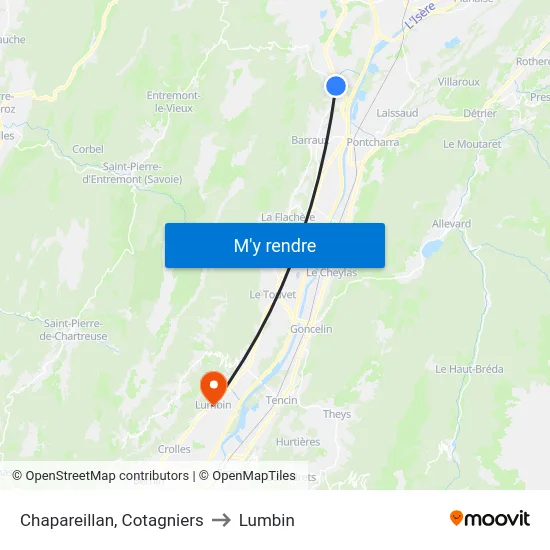 Chapareillan, Cotagniers to Lumbin map