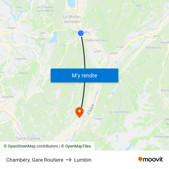 Chambéry, Gare Routiere to Lumbin map