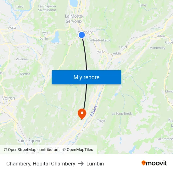 Chambéry, Hopital Chambery to Lumbin map