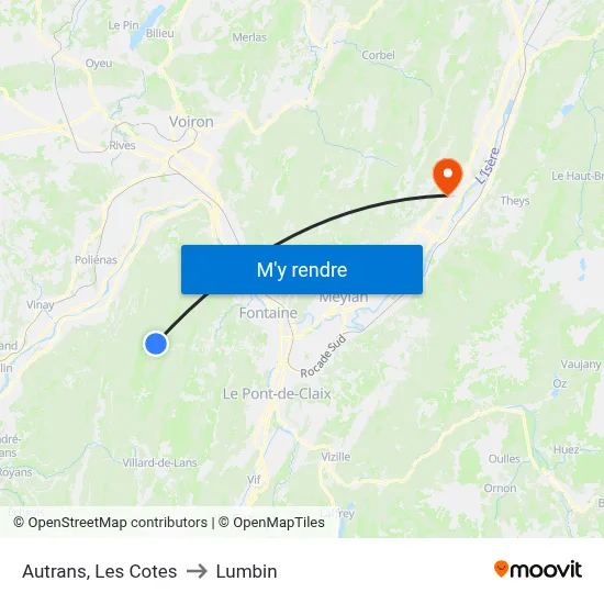Autrans, Les Cotes to Lumbin map