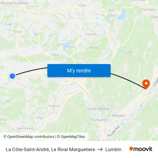 La Côte-Saint-André, Le Rival Marguetiere to Lumbin map