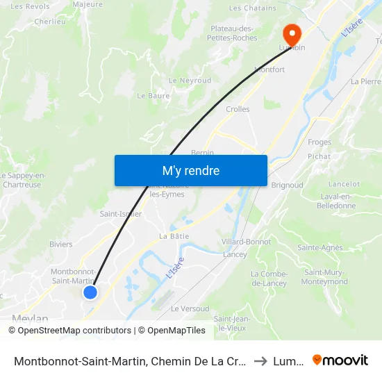 Montbonnot-Saint-Martin, Chemin De La Croix Verte to Lumbin map
