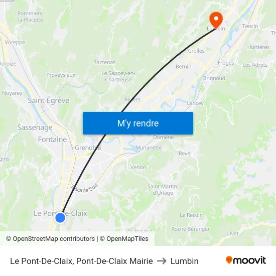 Le Pont-De-Claix, Pont-De-Claix Mairie to Lumbin map