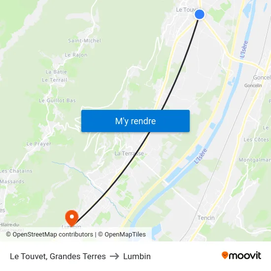 Le Touvet, Grandes Terres to Lumbin map