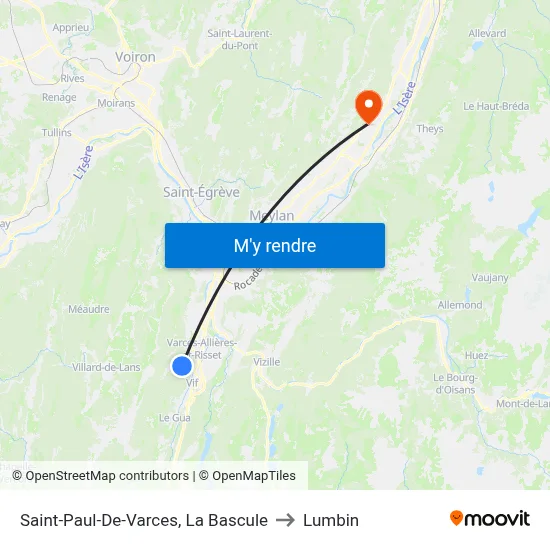 Saint-Paul-De-Varces, La Bascule to Lumbin map