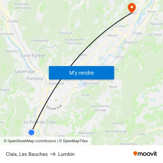 Claix, Les Bauches to Lumbin map