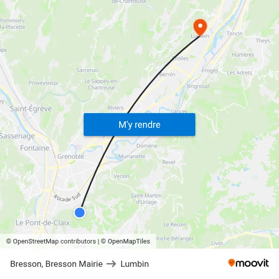 Bresson, Bresson Mairie to Lumbin map