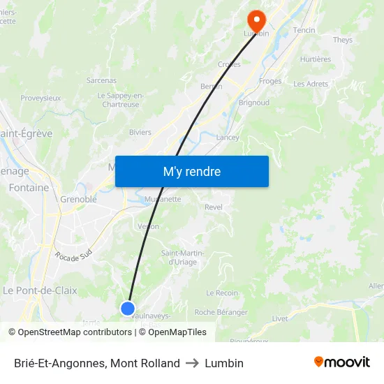 Brié-Et-Angonnes, Mont Rolland to Lumbin map