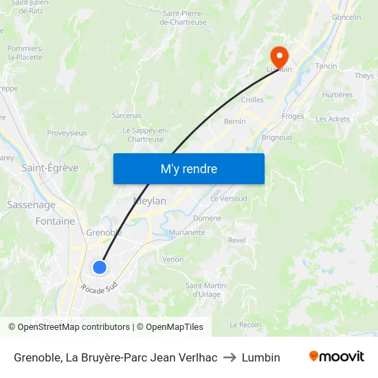 Grenoble, La Bruyère-Parc Jean Verlhac to Lumbin map