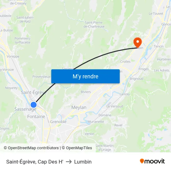 Saint-Égrève, Cap Des H' to Lumbin map