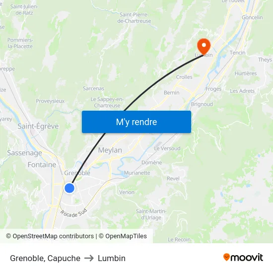 Grenoble, Capuche to Lumbin map