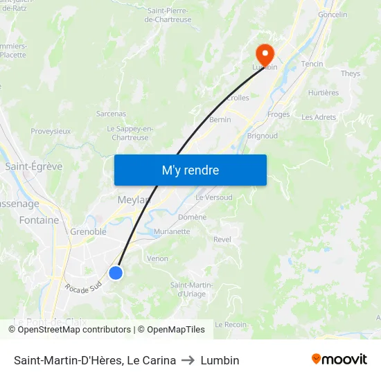 Saint-Martin-D'Hères, Le Carina to Lumbin map