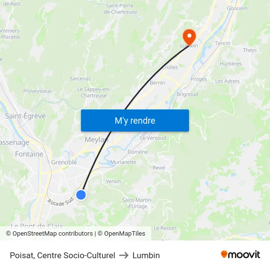 Poisat, Centre Socio-Culturel to Lumbin map