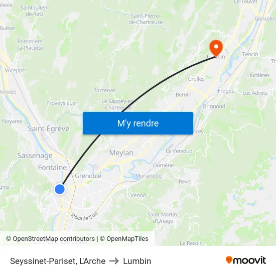 Seyssinet-Pariset, L'Arche to Lumbin map