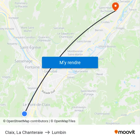 Claix, La Chanteraie to Lumbin map