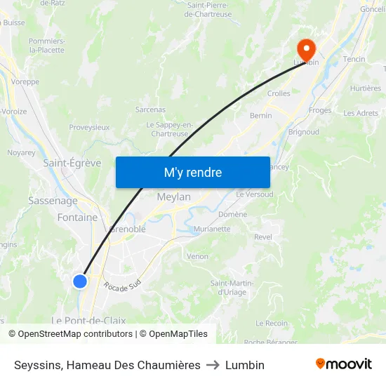 Seyssins, Hameau Des Chaumières to Lumbin map