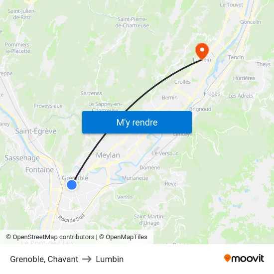Grenoble, Chavant to Lumbin map